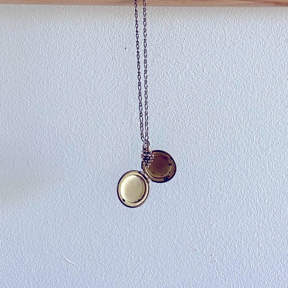 Brass Locket Necklace with Pinecone Charm - Picture 2 of 3